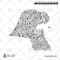 خريطة دولة الكويت مع أسماء المحافظات والمناطق - الخط الديواني - تصميم خط عربي فيكتور - Kuwait Map With Names Of Governorates And Areas - Diwani Script - Arabic Calligraphy Vector