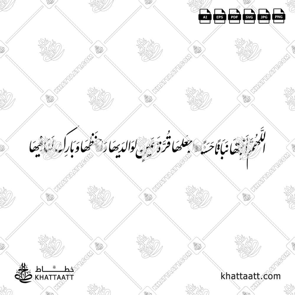 اللهم أنبتها نباتاً حسناً واجعلها قرة عين لوالديها واحفظها وبارك لنا فيها - خط النستعليق - تصميم خط عربي فيكتور - New Baby Islamic Dua - Nastaliq Script - Arabic Calligraphy Vector