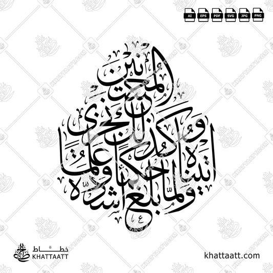 ولما بلغ اشده اتيناه حكما وعلما وكذلك نجزي المحسنين بخط الثلث على شكل قنديل
