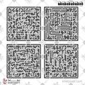 سور قل الأربع [القلاقل أو القواقل الأربعة] - الخط الكوفي المربع - تصميم خط عربي فيكتور - The 4 Quls - Square Kufic Script - Arabic Calligraphy Vector